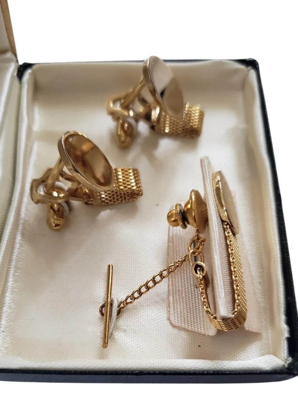 Vintage Anson Gold Cufflink Tie Bar Set